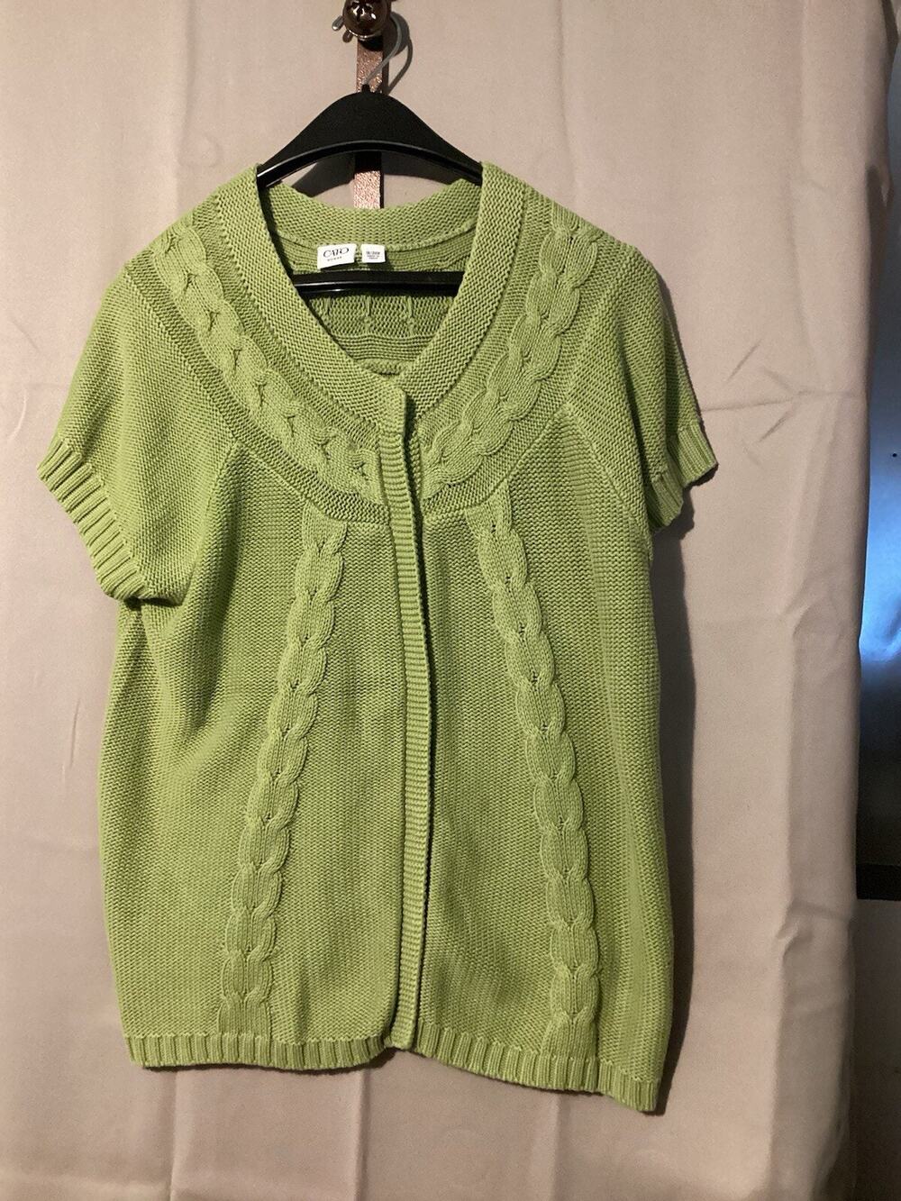 Women’s Cato Chunky Knit Short Sleeve Button Up Sweater Vest Size 18/20 Green